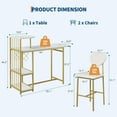 thumbnail image 5 of 3-Piece Dining Table Set for 2, Expandable Bar Table and Chairs Set, with Storage Shelves and Wine Rack, for Living Room, Apartment, White, 5 of 9