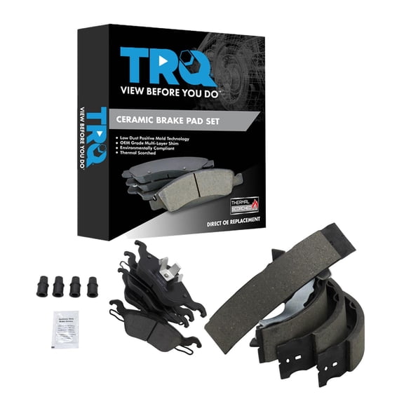 TRQ Front and Rear Brake Pad Set Ceramic Hardware Fits 2000-2004 Ford Focus