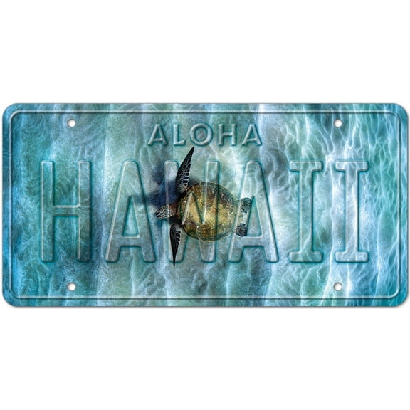 6 x 12in Vintage Aloha Hawaii Embossed Photo License Plate - Honu (Turtle) Infinity by Michael Sweet