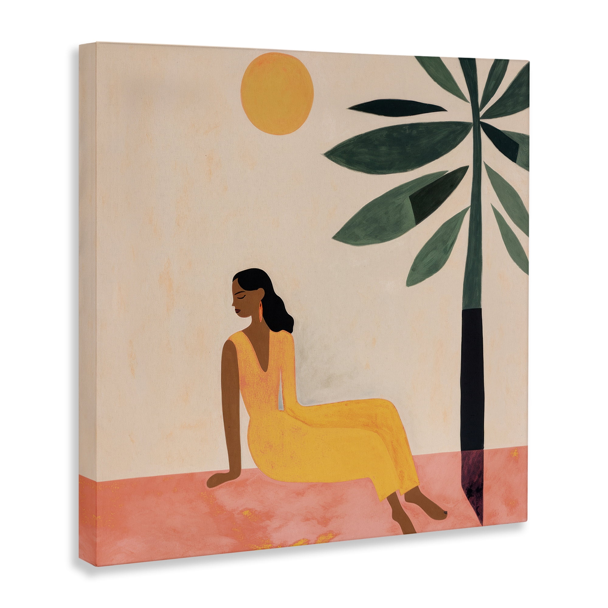 Stupell Industries Tropical Boho Woman People Painting Wrapped Canvas Art Print Wall Art, 17 x 17