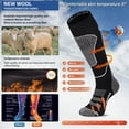thumbnail image 3 of Calcetines de esquí Unenow de lana merino térmicos hasta la rodilla, 2 pares, 3 of 6