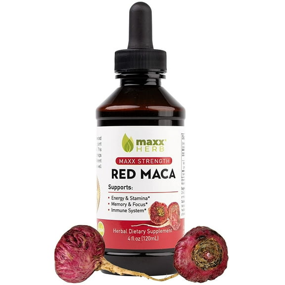 Maxx Herb Red Maca Root Liquid Drops Immune Support & Energy Supplement, 4 Oz