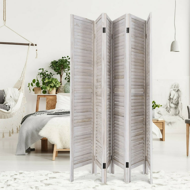 Costway 6 Panel Room Divider Furniture Classic Venetian Wooden Slat Home 67 in. Tall