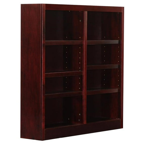 Bowery Hill Traditional 48" Tall 8-Shelf Double Wide Wood Bookcase in Cherry