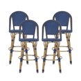 thumbnail image 2 of Cortina Wicker and Aluminum Outdoor 29.5 Inch Barstools, Set of 4, Navy Blue and Bamboo Finish, 2 of 8