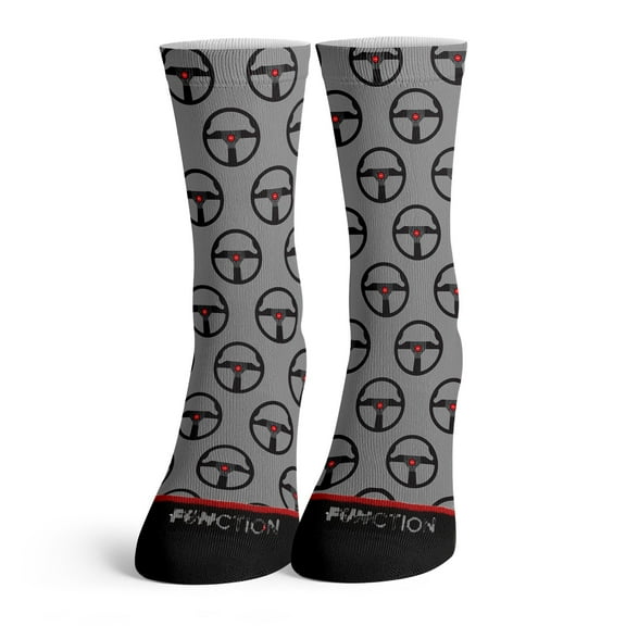 Function - Race car Steering Wheel Pattern Grey Socks