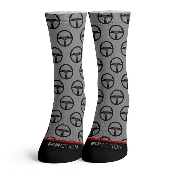 Function - Race car Steering Wheel Pattern Grey Socks