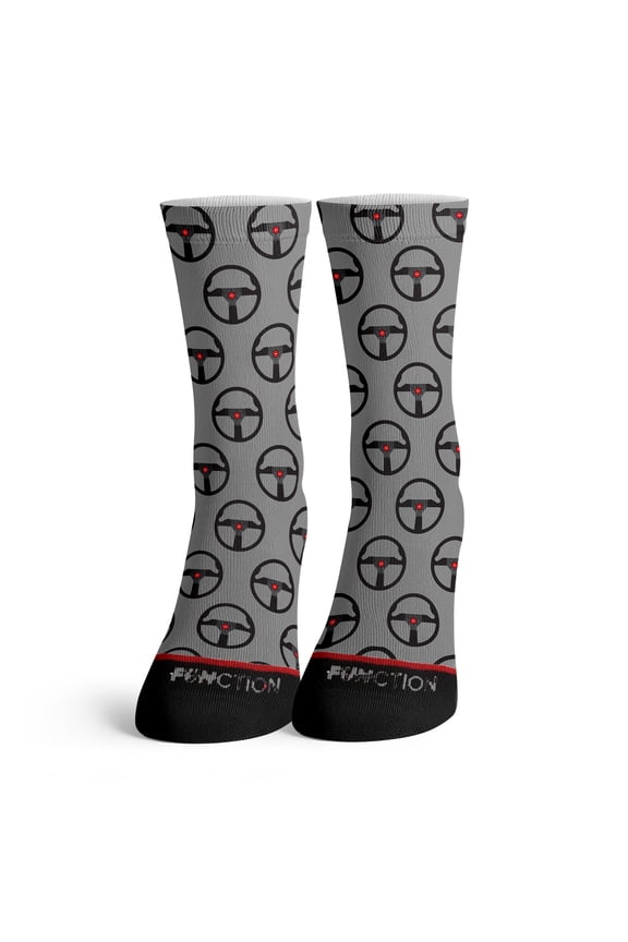 - Race car Steering Wheel Pattern Grey Socks