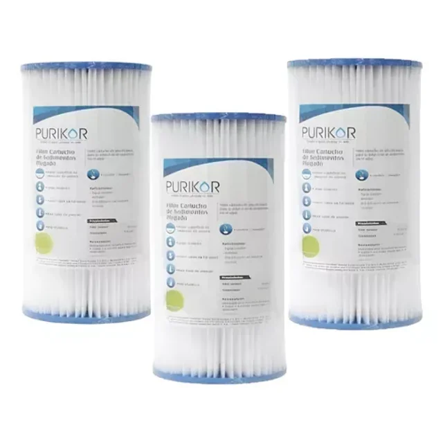 3 Cartuchos Sedimentos Plegable 50 Micras Pkcpl4.5x10x50