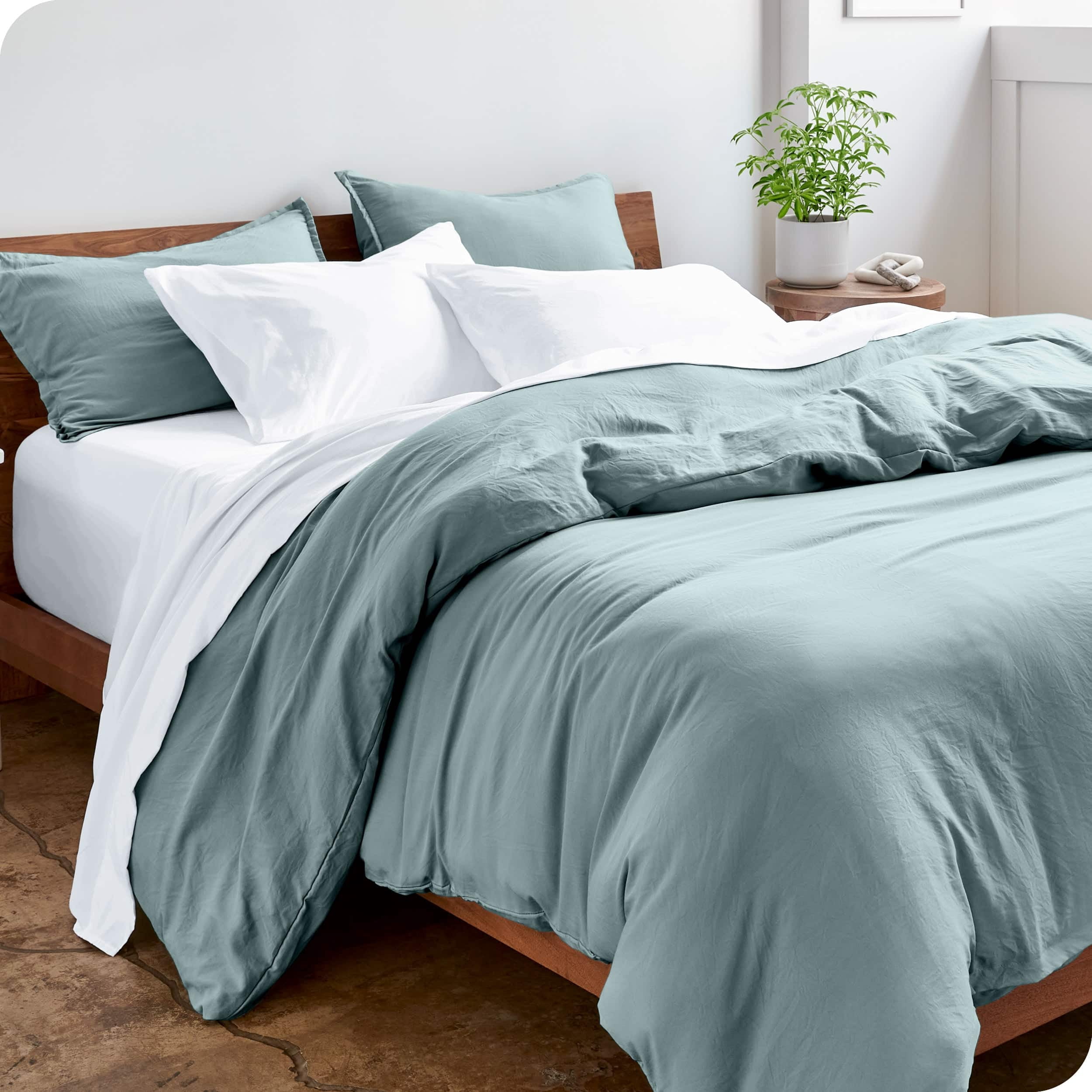 Bare Home Washed Duvet Cover Set - Ultra-Soft - Premium 1800 Collection - 3 Piece - King/Cal King, Fog