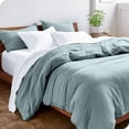 thumbnail image 4 of Premium Washed Microfiber Duvet Cover and Sham Set Dusty Blue King - Cal King 3 Piece, 4 of 5