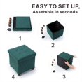 thumbnail image 3 of 15 Inches Storage Ottoman with Wooden Legs, Cube Foot Rest Stool/Square Footstool Storage for Living Room, Foldable Fabric Ottoman, Comfortable Seat with Lid, Space-Saving Green, 3 of 17