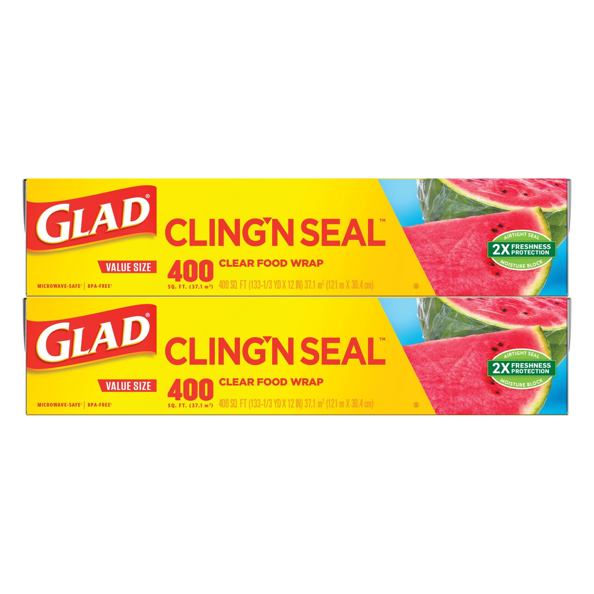 Glad Cling Plastic Wrap, 2 Pk./400 Square Feet - Clear