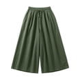 thumbnail image 4 of WIZUTIZ Women's Ice Silk Wide Leg Cropped Pants High Waist Elastic Band Lightweight Breathable Summer Trousers Solid Color Flowy Chic Soft, 4 of 5