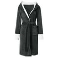 thumbnail image 3 of Mens Bathrobe Male Solid Patchwork Hooded Robe Drawstring Three Quarter Sleeve Pajamas Mens Robe Grey M, 3 of 3
