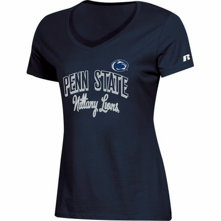 Women's Russell Athletic Navy Penn State Nittany Lions Arch V-Neck (Best Penn State Jokes)