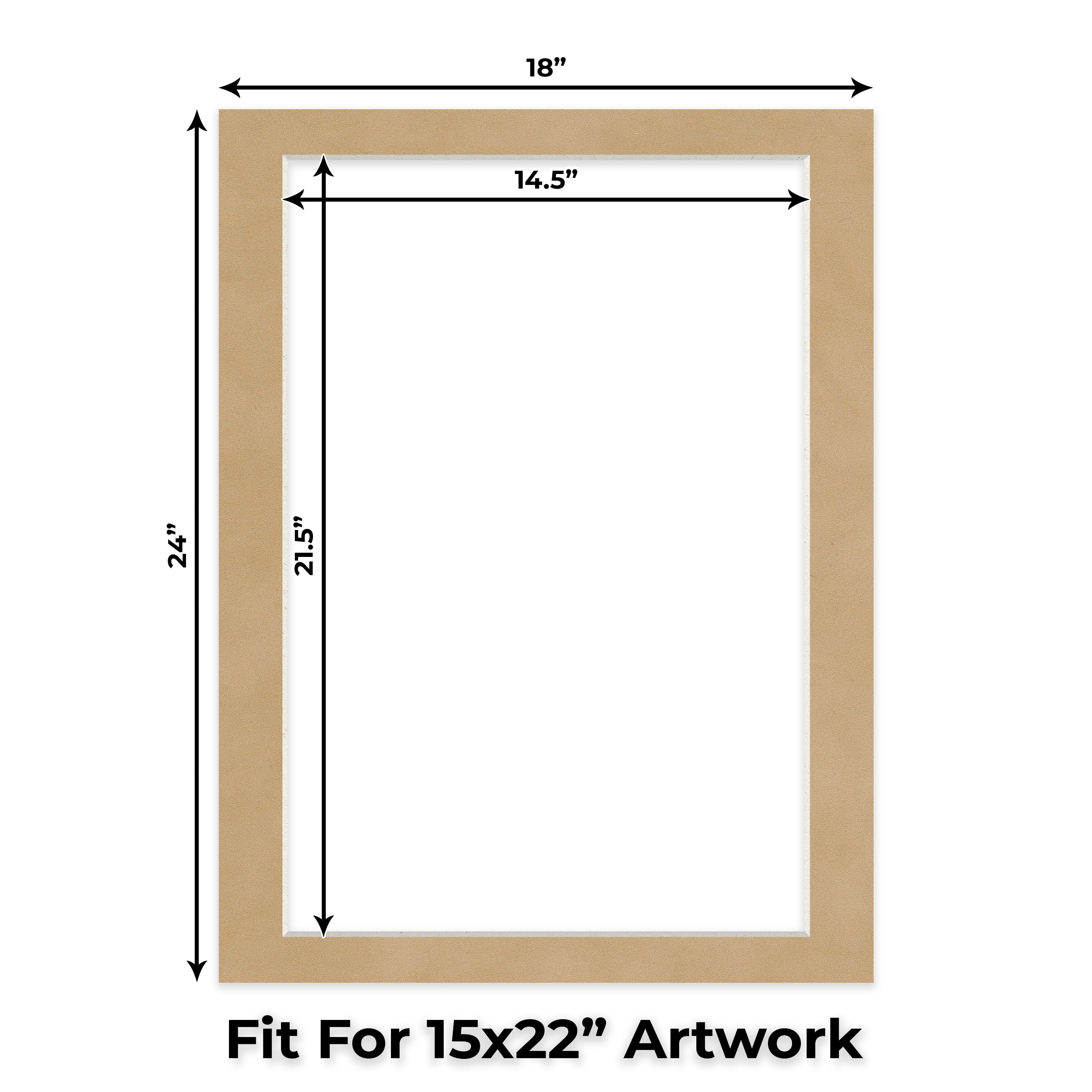 Beige Suede Picture Frame Mat for 18x24 Frames - Fits 15x22 Photos - 25 Mats