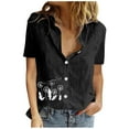 thumbnail image 1 of Birdeem Chemisier Femme Imprimé Manches Courtes Ample Bouton Col Rabattu Uni, 1 of 1