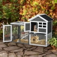 thumbnail image 2 of Pefilos 46" 2-Layer Wood Rabbit Hutch with Run, Large Indoor Bunny Cage, Outdoor Chicken Coop with Pull Out Tray for Small Animal, Gray, 2 of 7