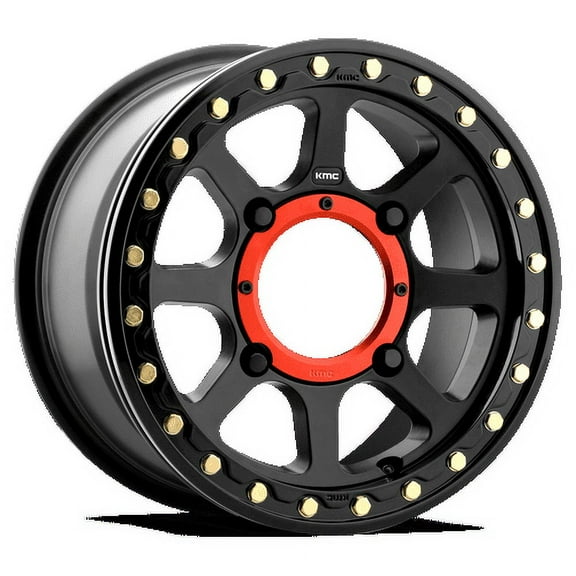 KMC Powersports Aluminum Rim KS234 ADDICT 2 BEADLOCK 14X7in Satin Black Finish, KS23447048738