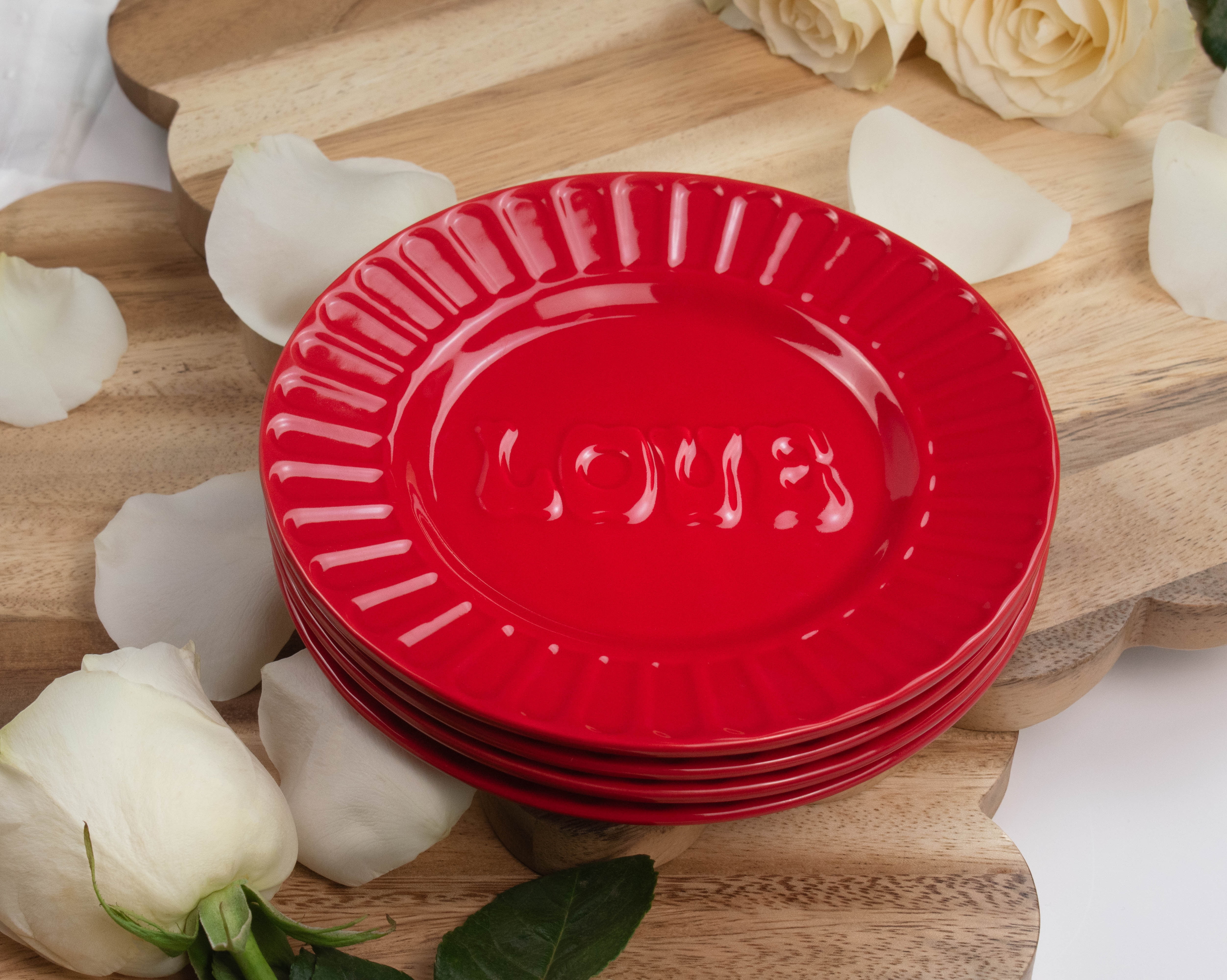 Way to Celebrate 4pk Red Ceramic Appetizer Plates