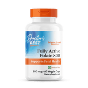 Doctor's Best Fully Active Folate with QuatreFolic, Non-GMO, Vegan, Gluten Free, 800 mcg, 60 Veggie Caps