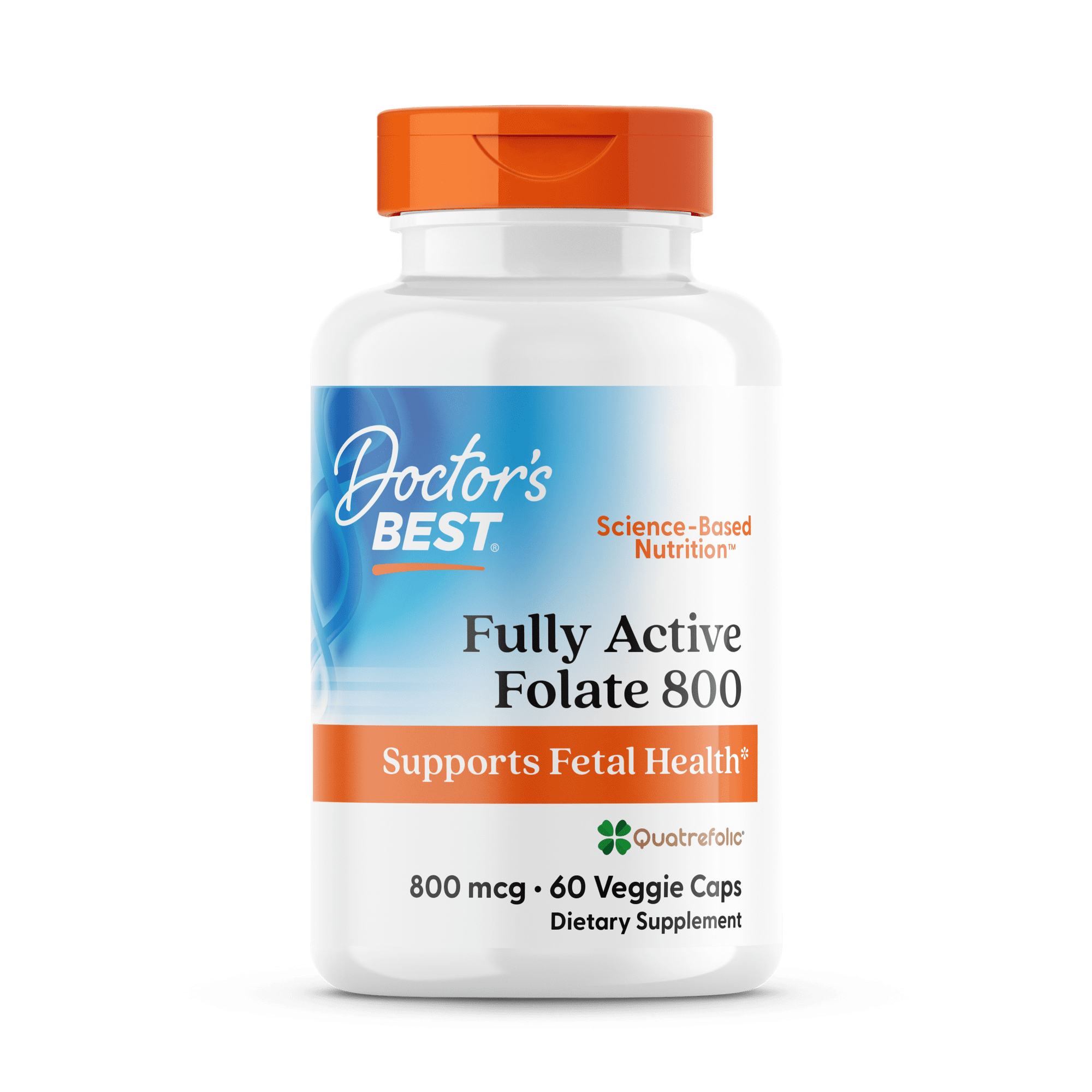 Doctor's Best Fully Active Folate with QuatreFolic, Non-GMO, Vegan, Gluten Free, 800 mcg, 60 Veggie Caps