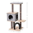 thumbnail image 3 of PetPals 42" 3-Level Gray Cat Condo Wooden Medium Cat Tree with Grooming Brush Scratching Post Tower with Plush Perches Big Adult Cats with Free LED-Ball, 3 of 7