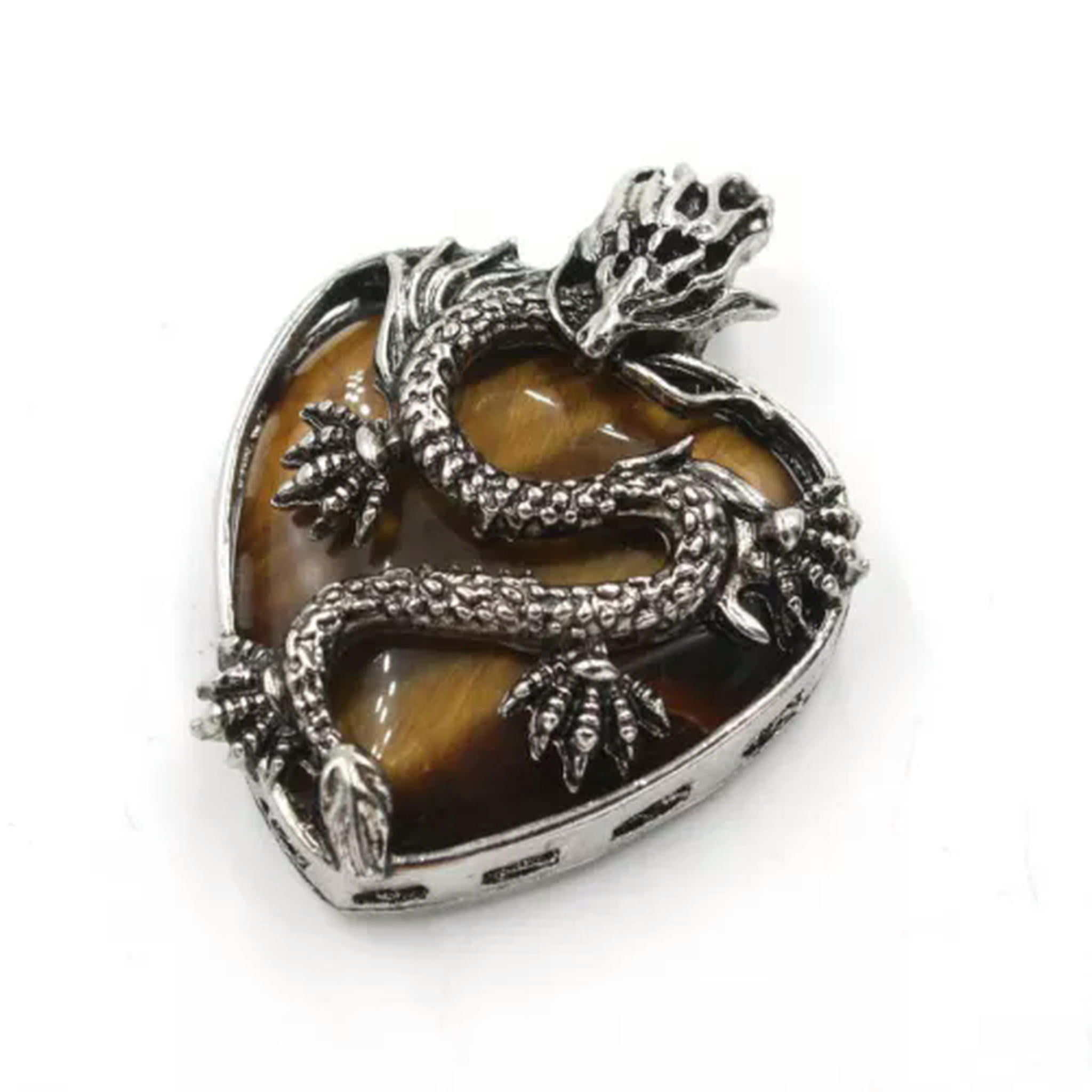 HOOUN 10pcs Natural Tiger Eye Stone Gems Dragon Pendants Magic Reiki Healing Amulet