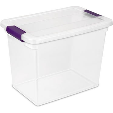 6 Qt Latch Storage Box Stackable Bin with Latching Lid, Plastic Container to Organize Shoes in Closet, Clear (24 Pack)