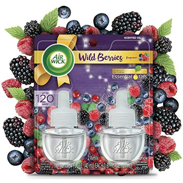 Air Wick Plug in Scented Oil 2 Refills, Wild Berries, Fall scent, Fall