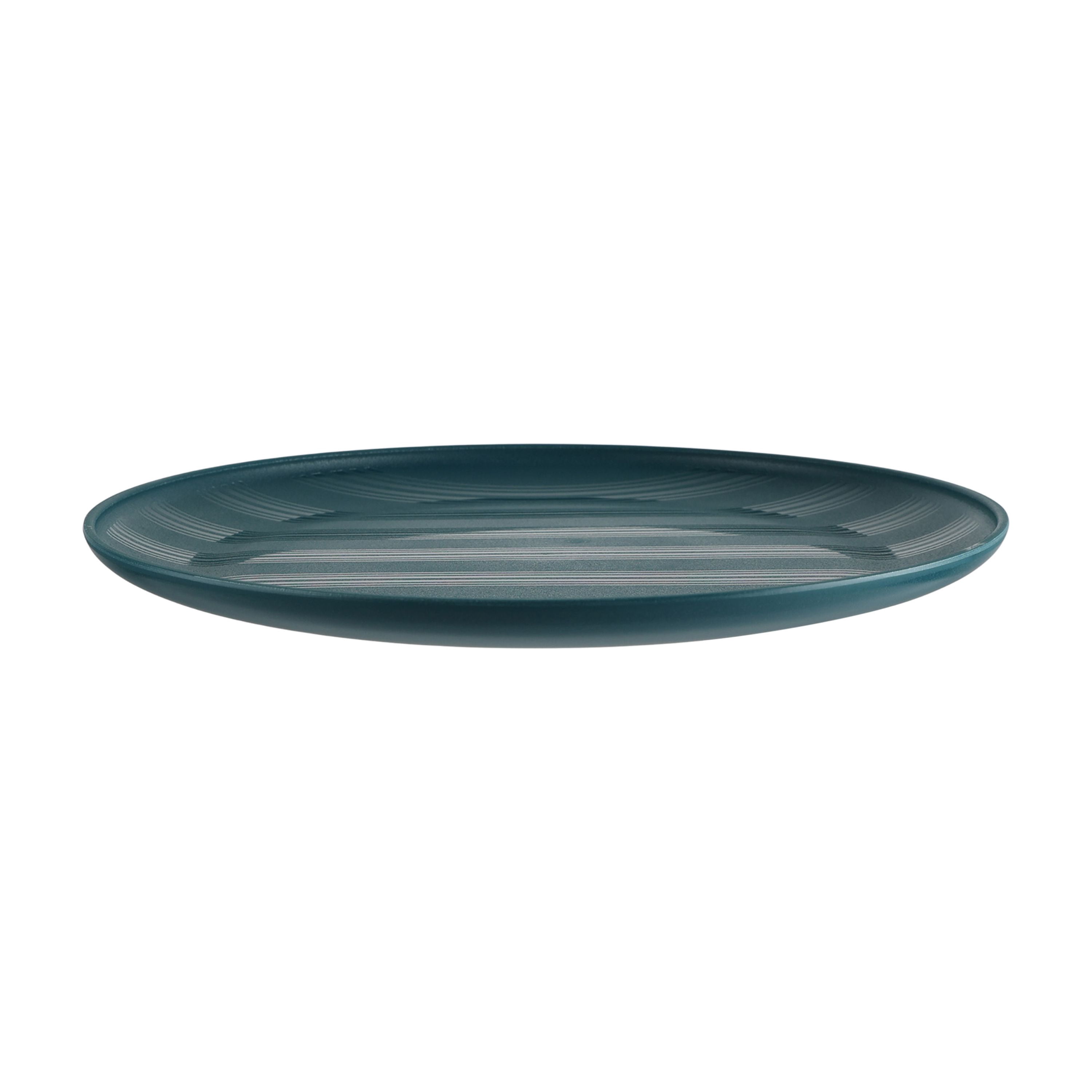 Assiette ronde en plastique bleu Mainstays, avec motif à rayures gravées, 26,7 cm (10,5 pouces)