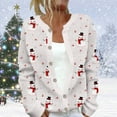 thumbnail image 2 of Wang6 Button down Christmas Cardigan for Women Trendy Long Sleeve Xmas Tree Snowman Printed Sweater Tops Fall Winter Crew Neck Loose Fit Lightweight Jacket Light Gray XL, 2 of 5