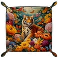 thumbnail image 2 of Jewelry Dish Trinket Tray Home Decor Wedding Gift for Her Small Ring Holder Tiger Among Sunflower Butterfly Flag, 16x16cm, 2 of 6