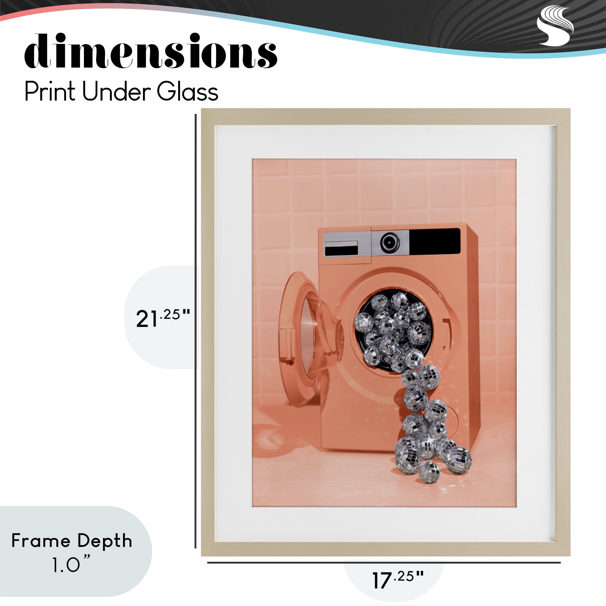 Stupell Industries Disco Laundry Machine over Orange Birch Framed Print Under Glass, design by LISH Creative