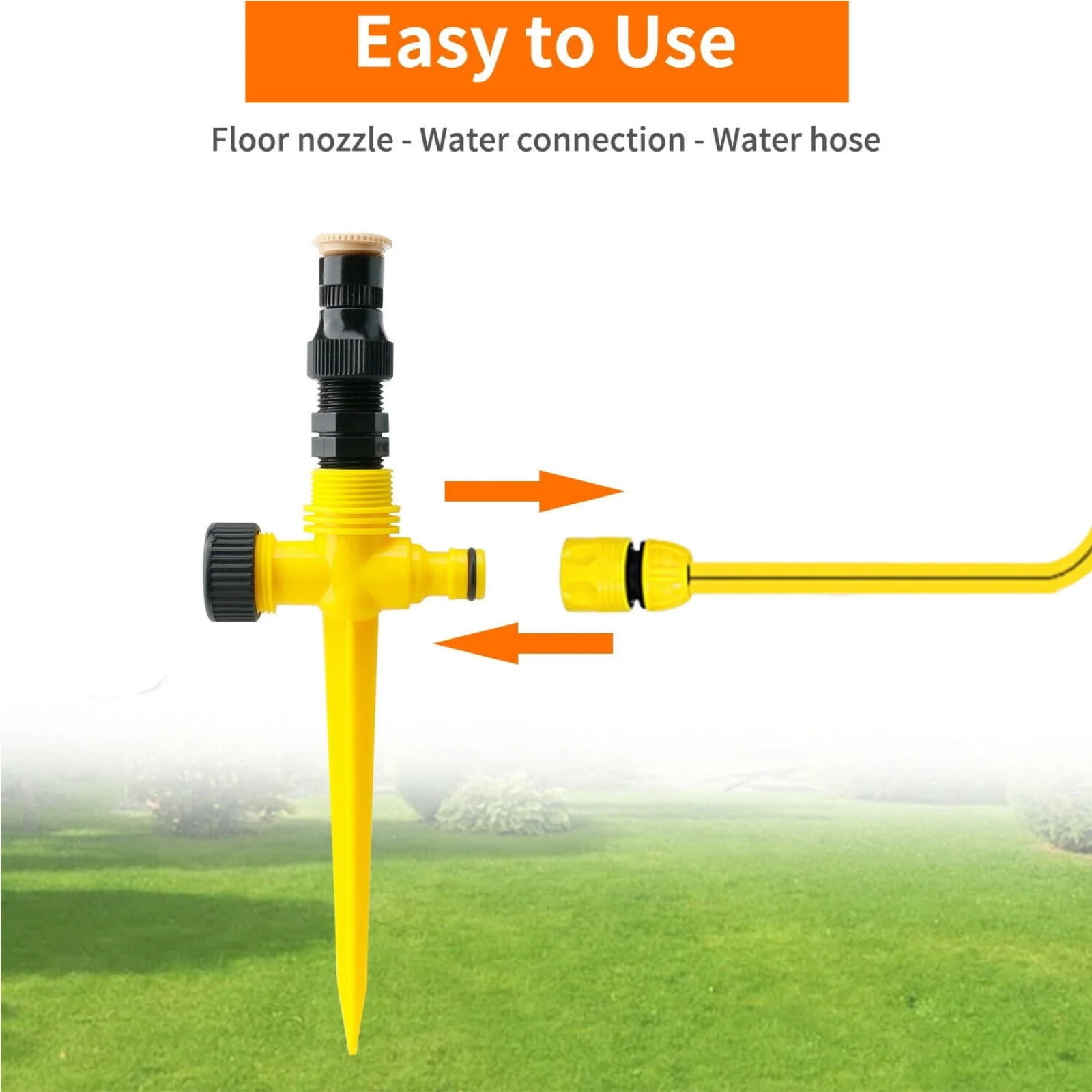 Deeceymbur 4PCS Above Ground Sprinkler System for Garden, 360° Auto Rotating Garden Sprinkler System - Smart Irrigation for Lawn, Patio, Full-Circle Watering Coverage