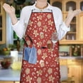 thumbnail image 5 of Red Christmas Gingerbread and Mitten Pattern Apron-Garden Aprons for Women with Pockets-Cotton Linen Waterproof Kitchen Cooking Gardening Aprons Adjustable for Kitchen,Cooking,BBQ and Salon 33"x27", 5 of 7