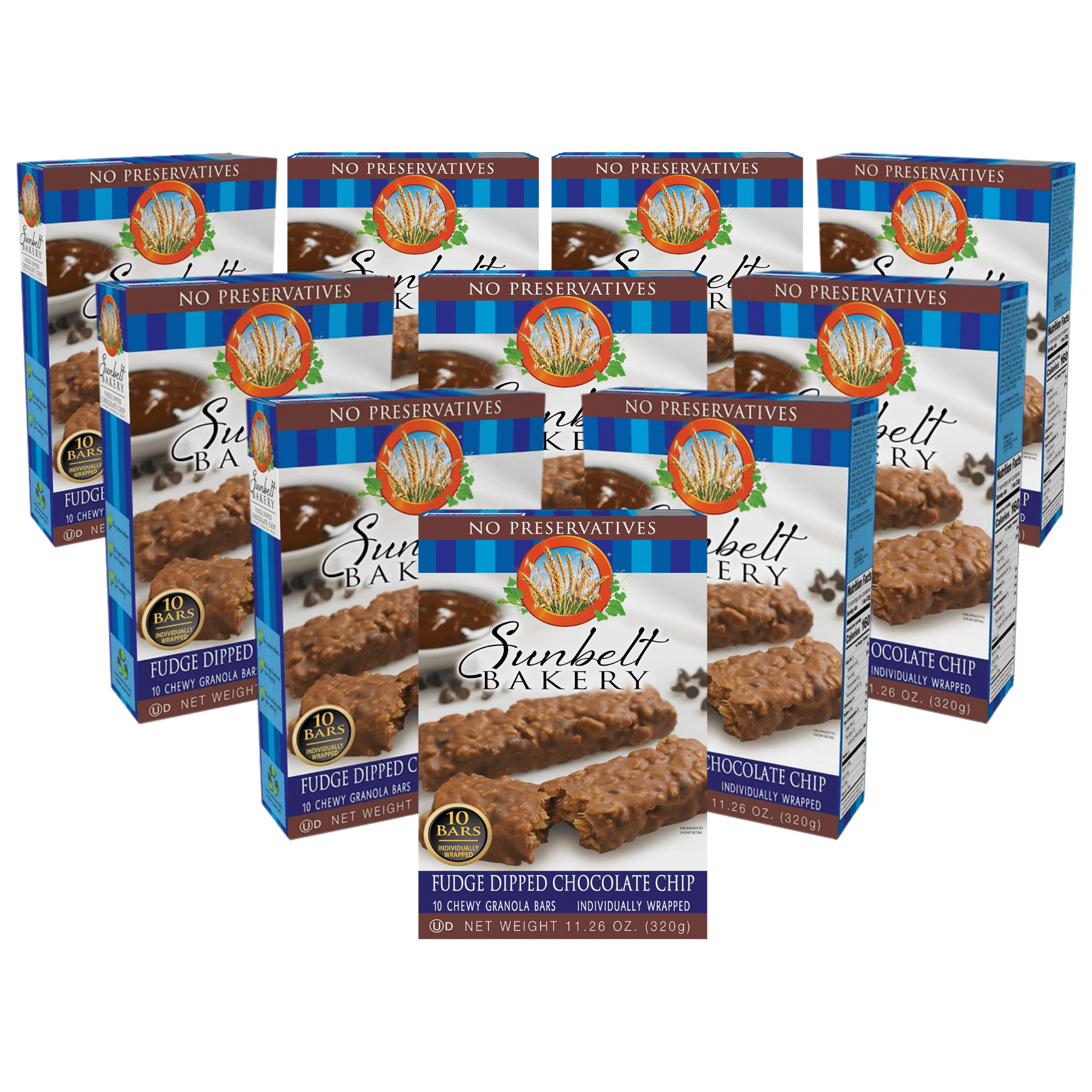 Sunbelt Bakery Fudge Dipped Chocolate Chip Granola Bars, 10 Boxes