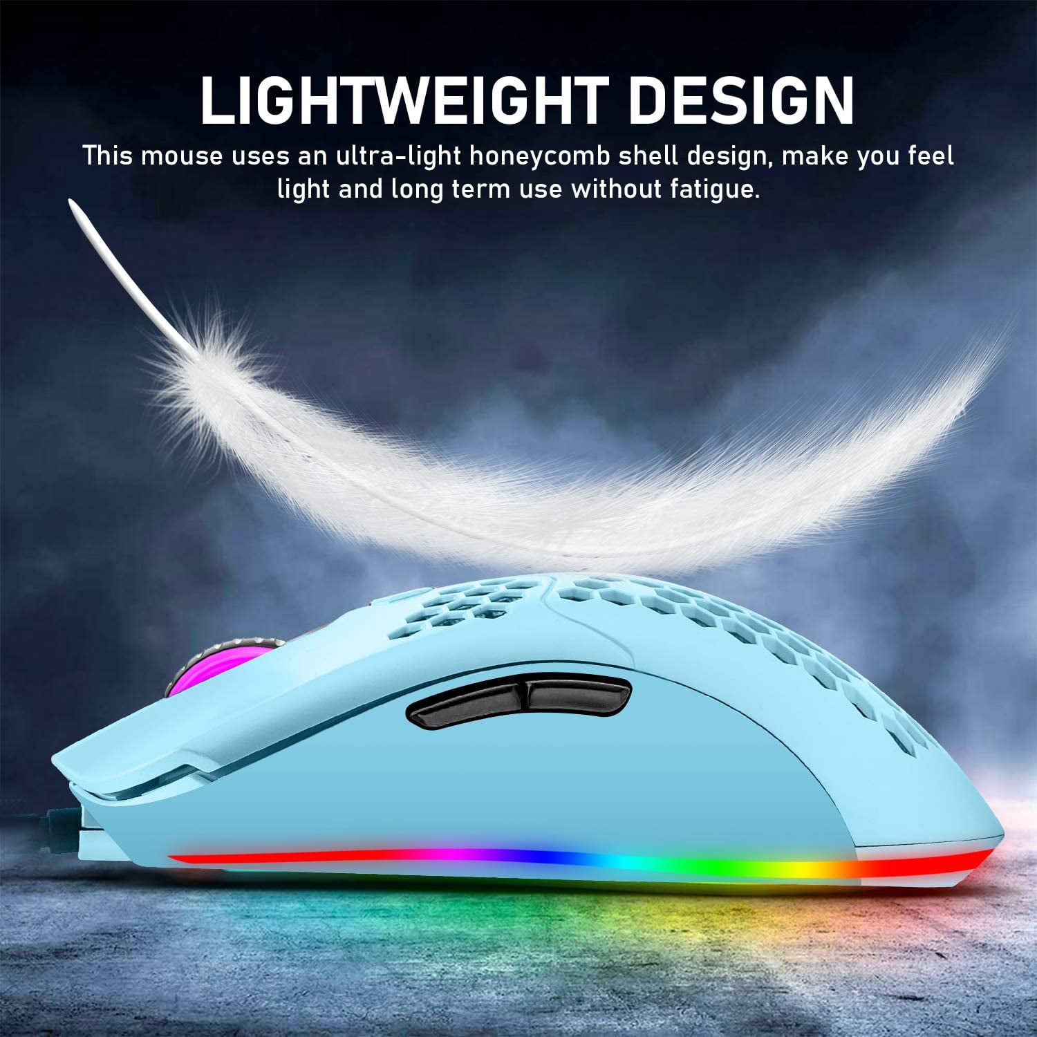 60% Mechanical Gaming Keyboard Blue Switch Mini 68 Keys Wired Type C Chroma RGB 18 Backlit Effects,Lightweight Gaming Mosue 6400DPI Honeycomb Optical,Gaming Mouse Pad for Gamers and Typists(Blue)