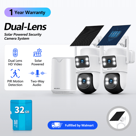 WEILAILIFE Solar PTZ Security Camera System with Base Station, 4MP Wireless Outdoor Kit, Color Night Vision