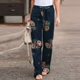 thumbnail image 3 of HTNBO Hiking Pants Women Casual Novel Print Drawstring Elastic Waist Comfy Wide Leg Long Trousers Hiking New Fashion, 3 of 8