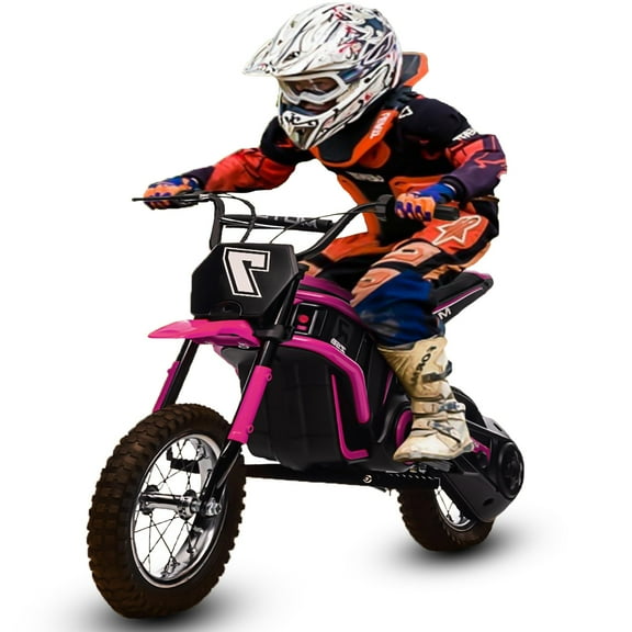 TROPOW 24 Volt Ride On Toys for Boys,Electric Dirt Bike for Kids - 350W Ride On Motorcycle, Ages 5 , Up to 14.29 MPH, 2-Speed Modes, Max Weight 135 Lbs, Pink