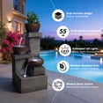 thumbnail image 3 of Nyddle 24 Inch Tiered Cascading Outdoor Water Fountain With Planter,Rustic Resin Stone Finish Water Feature With LED Lights And Water Pump for Patio Porch Backyard Deck,Gray, 3 of 9
