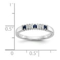 thumbnail image 7 of 14K White Gold Ring Band Gemstone Diamond Round Sapphire Blue, Size 7, 7 of 7