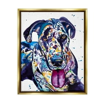 Stupell Abstract Dog Modern Pet Portrait Animals & Insects Painting Gold Floater Framed Art Print Wall Art