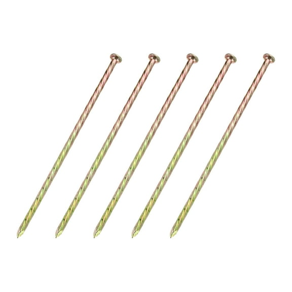 5Pack Fence Deck Nails, 7-7/8" Carbon Steel Spiral Deck Nail, Color Zinc