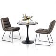 thumbnail image 3 of Homy Casa Set of 2 Mid-Century Modern Dining Chairs, Tufted Faux Leather Upholstery with Sled Metal Legs, Grey, 3 of 10