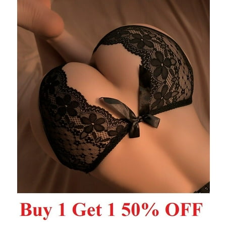 

Women Sexy Lace Briefs Crotchles G-string Thongs Lingerie Underwear Panties Black
