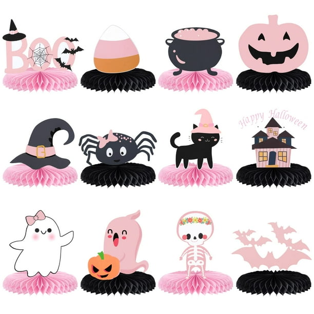 Centros de mesa LeeSky Pink Black Halloween, 12 unidades