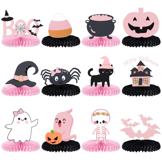 Centros de mesa LeeSky Pink Black Halloween, 12 unidades